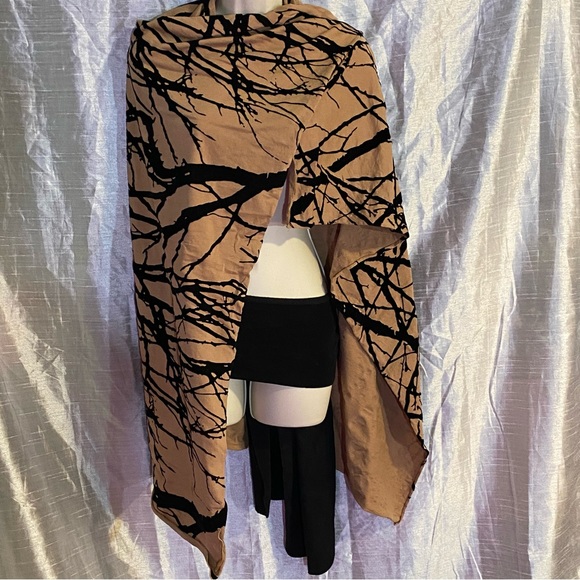 Leigh & Luca scarf, GUC, 42”x42” approx, jersey fabric w/flocked branches. - Picture 3 of 6